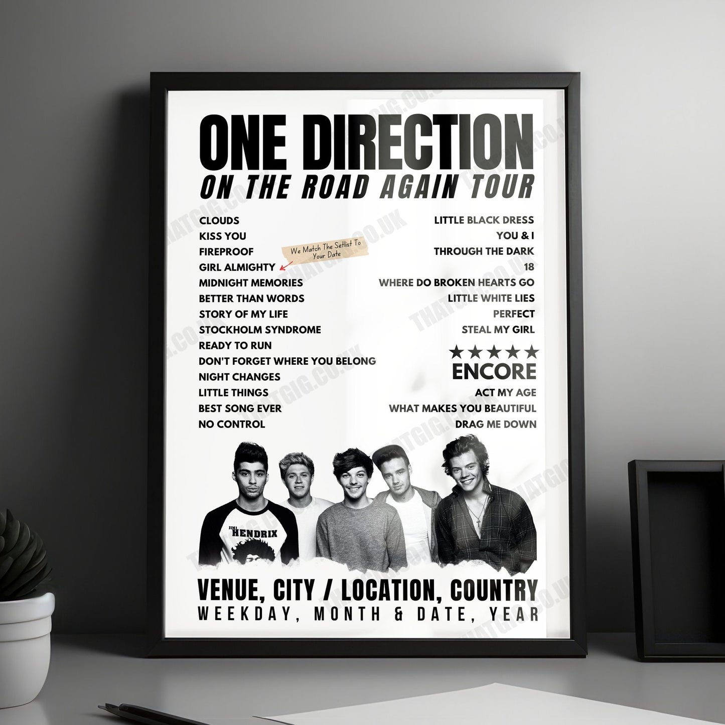 One Direction Setlist Poster - Sheffield Arena, Sheffield, England - October 30th, 2015
