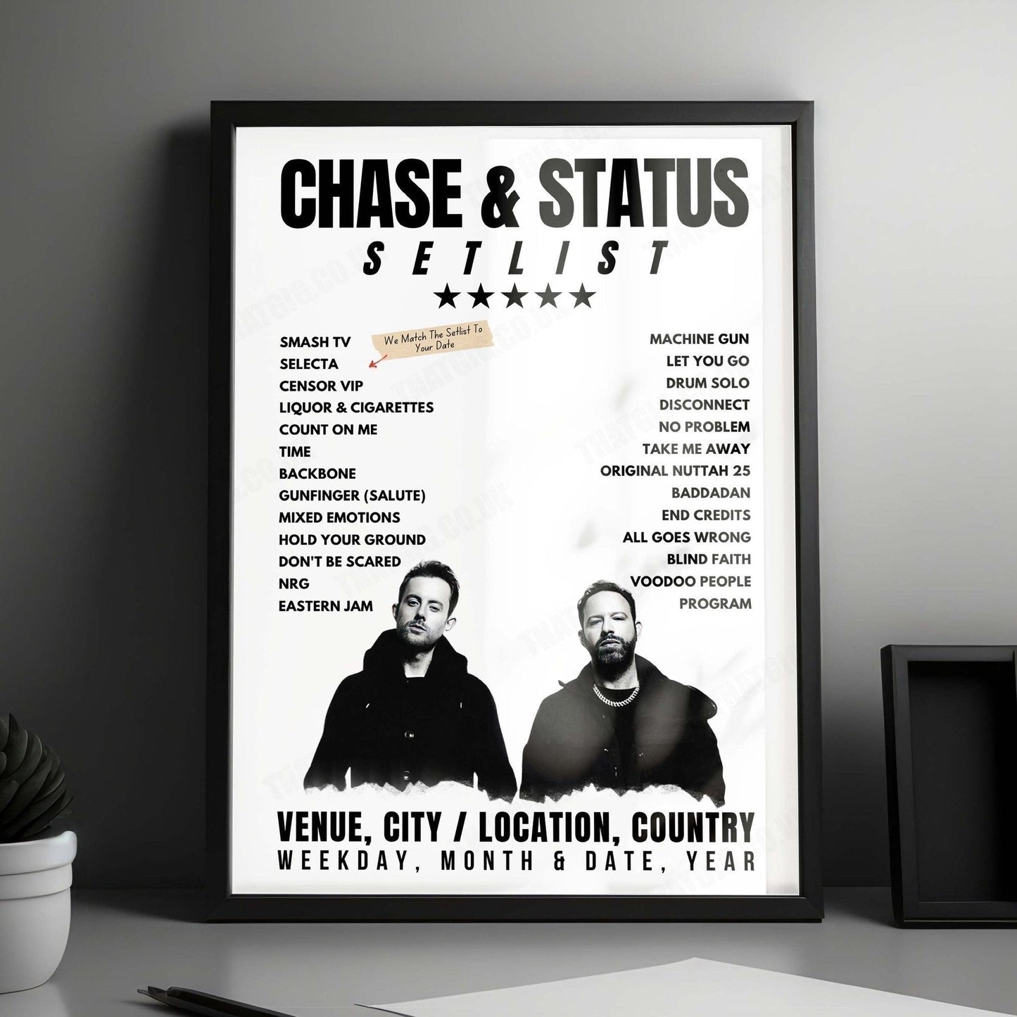Chase & Status Setlist Poster - Way Out West 2024, Slottsskogen, Gothenburg, Sweden - August 8th, 2024