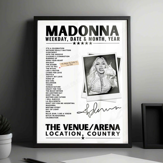 Madonna Setlist Poster - United Center, Chicago, IL - February 2nd, 2024