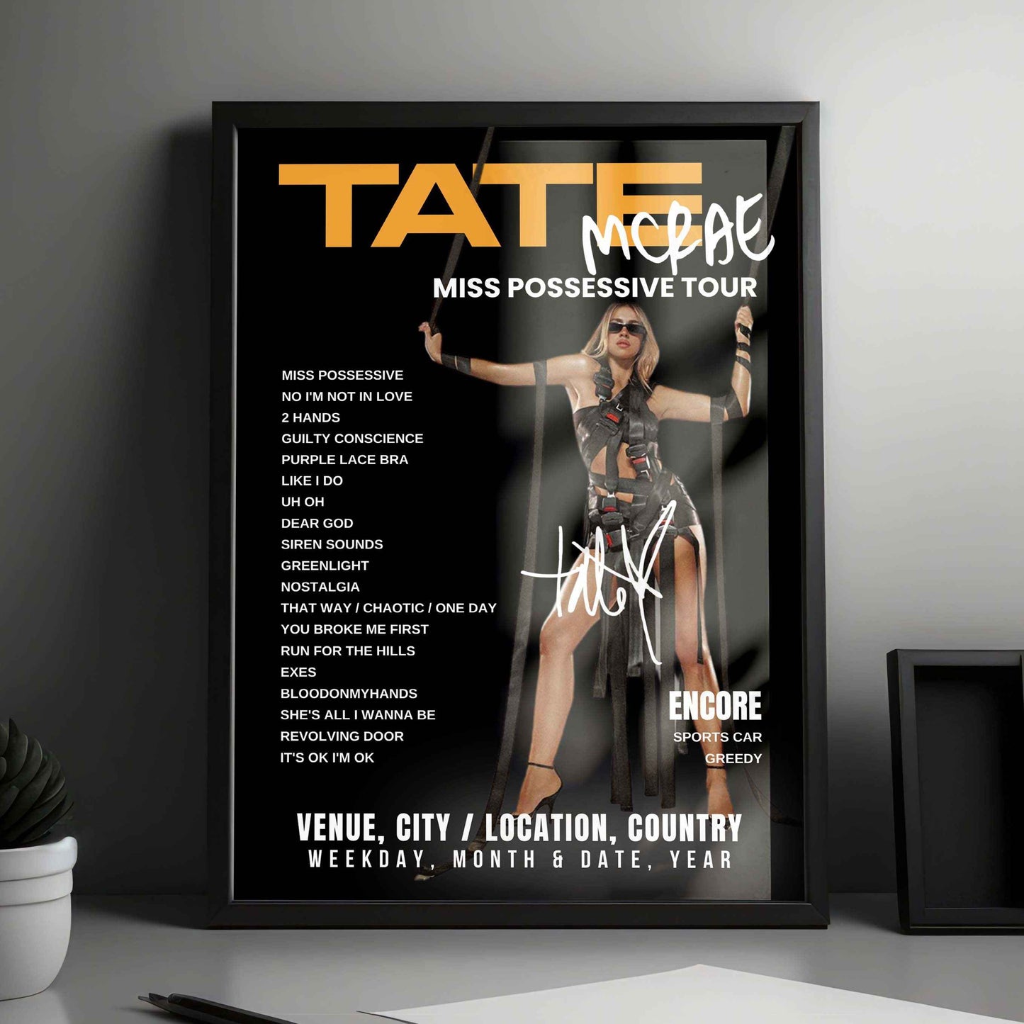 Tate McRae Setlist Poster - Co-op Live, Manchester - May 24th, 2025