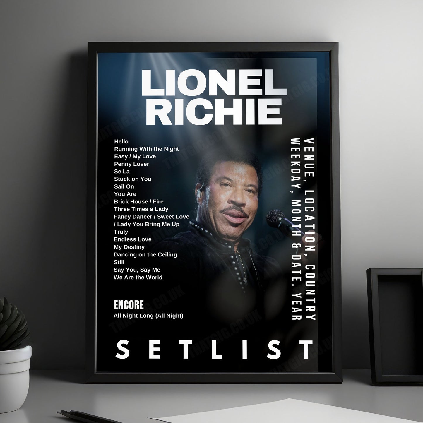 Lionel Richie Setlist Poster - The SSE Arena Belfast, Belfast - May 31st, 2025