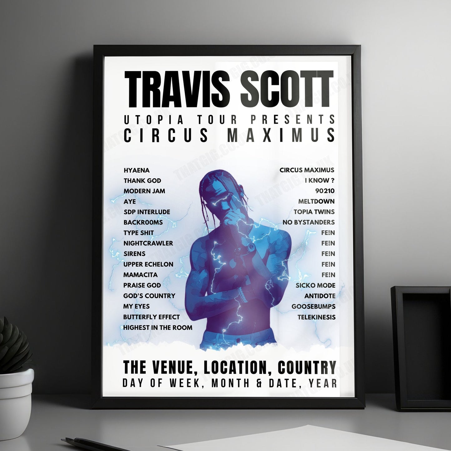Travis Scott Setlist Poster - Fiserv Forum, Milwaukee, USA - January 17th, 2024