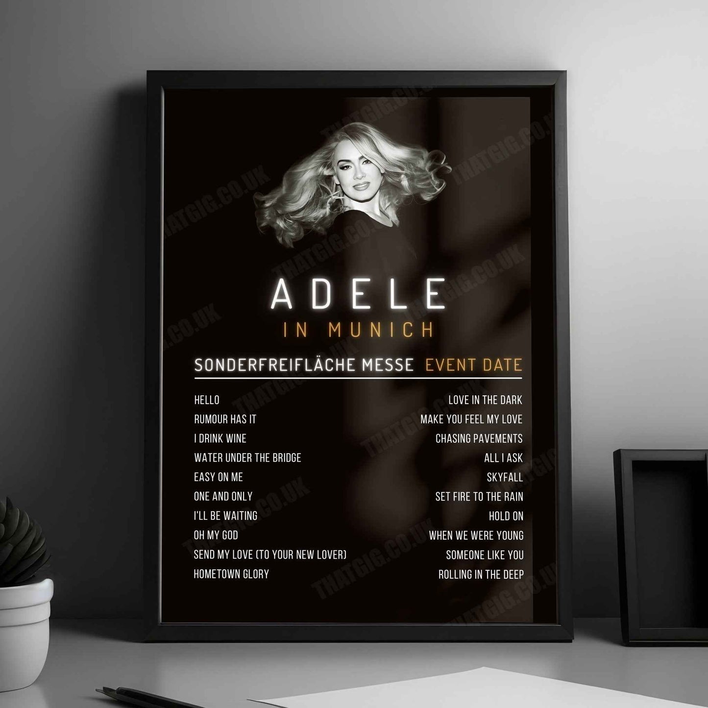 Adele Setlist Poster - Sonderfreifläche Messe, Munich - August 10th, 2024