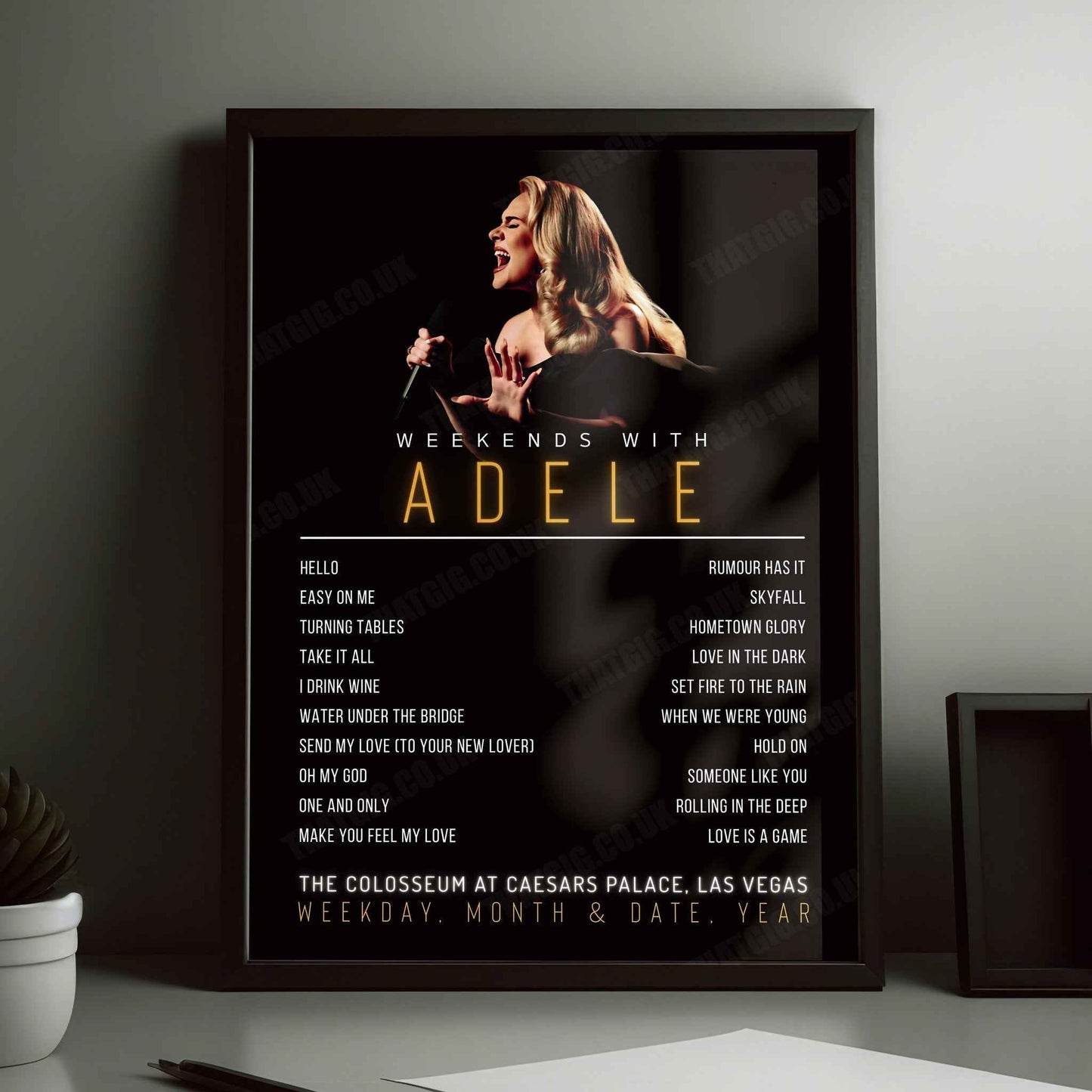 Adele Setlist Poster - The Colosseum at Caesars Palace, Las Vegas - August 11th, 2023