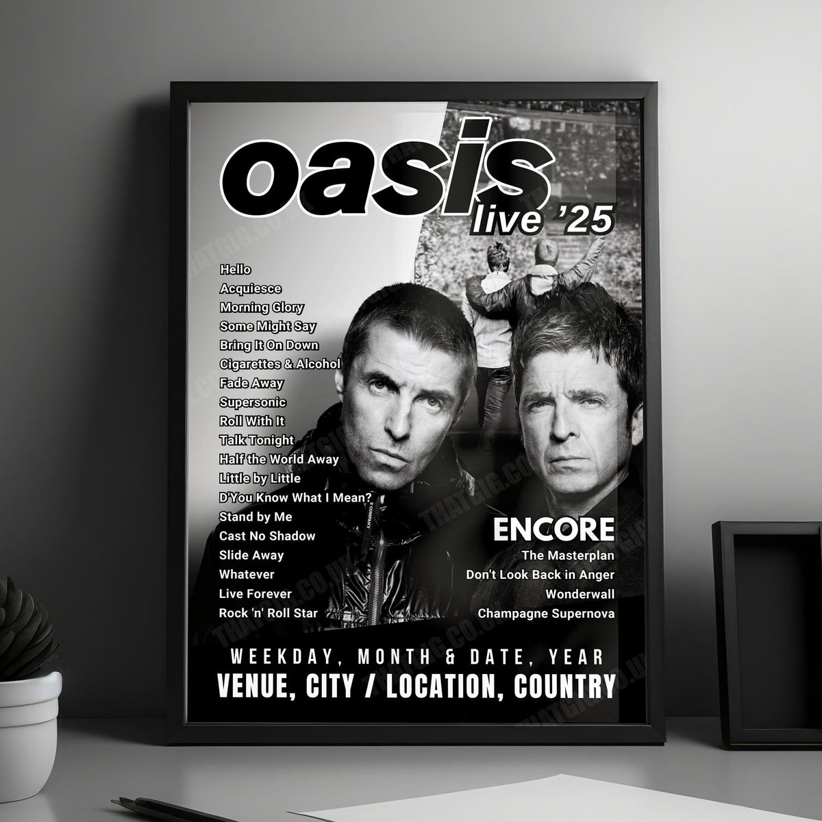 Oasis Setlist Poster - Scottish Gas Murrayfield Stadium, Edinburgh - August 12th, 2025
