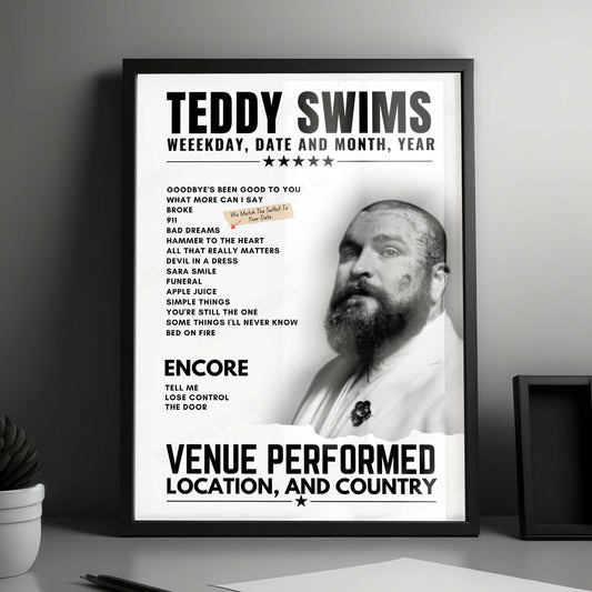 Teddy Swims Setlist Poster - Ziggo Dome, Amsterdam - February 22nd, 2025