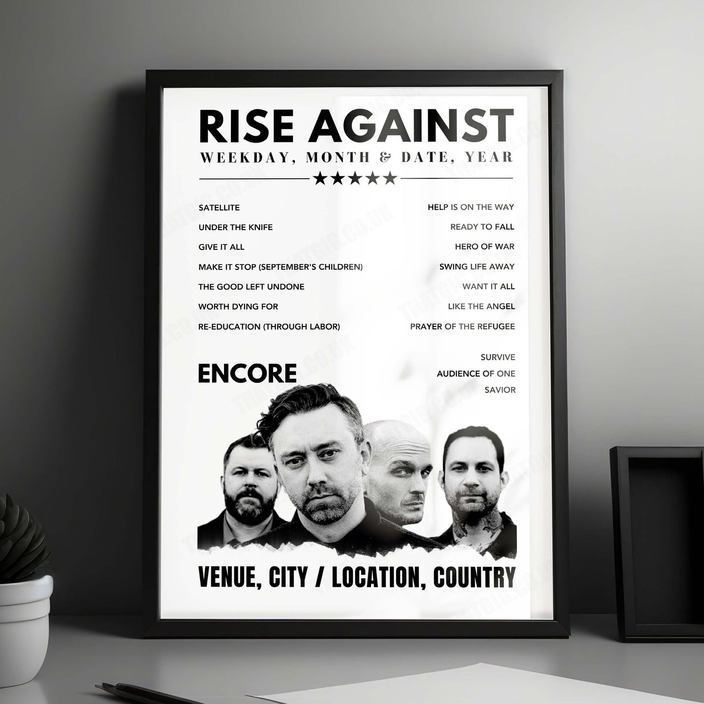 Rise Against Setlist Poster - Poppodium 013 Tilburg - February 4th, 2025