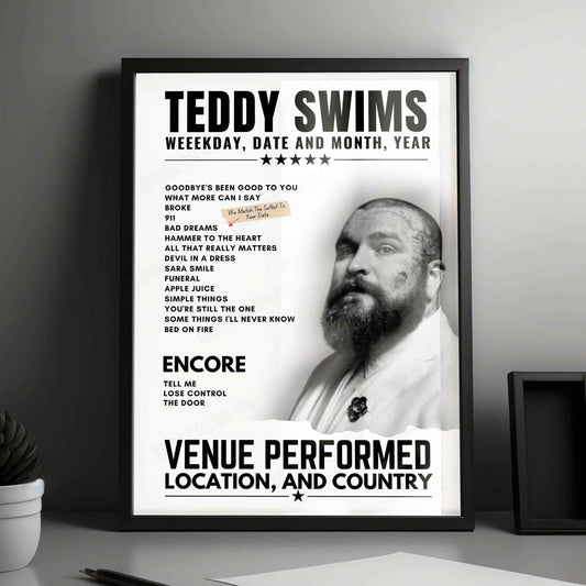 Teddy Swims Setlist Poster - Buckhead Theatre, Atlanta - December 22nd, 2023