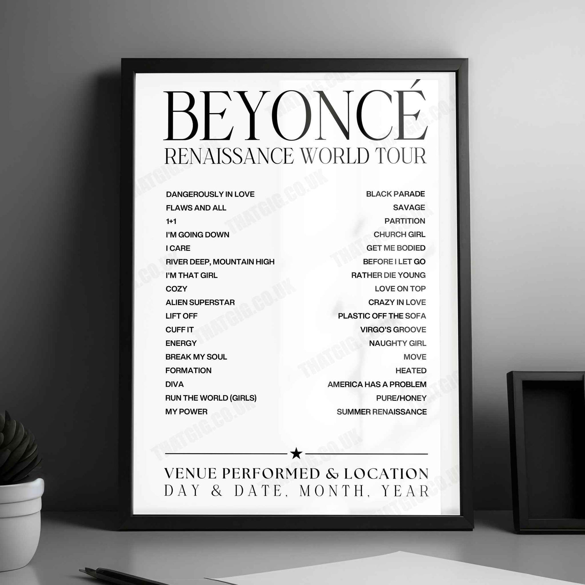 Beyoncé Setlist Poster - MetLife Stadium, East Rutherford - July 29th, 2023