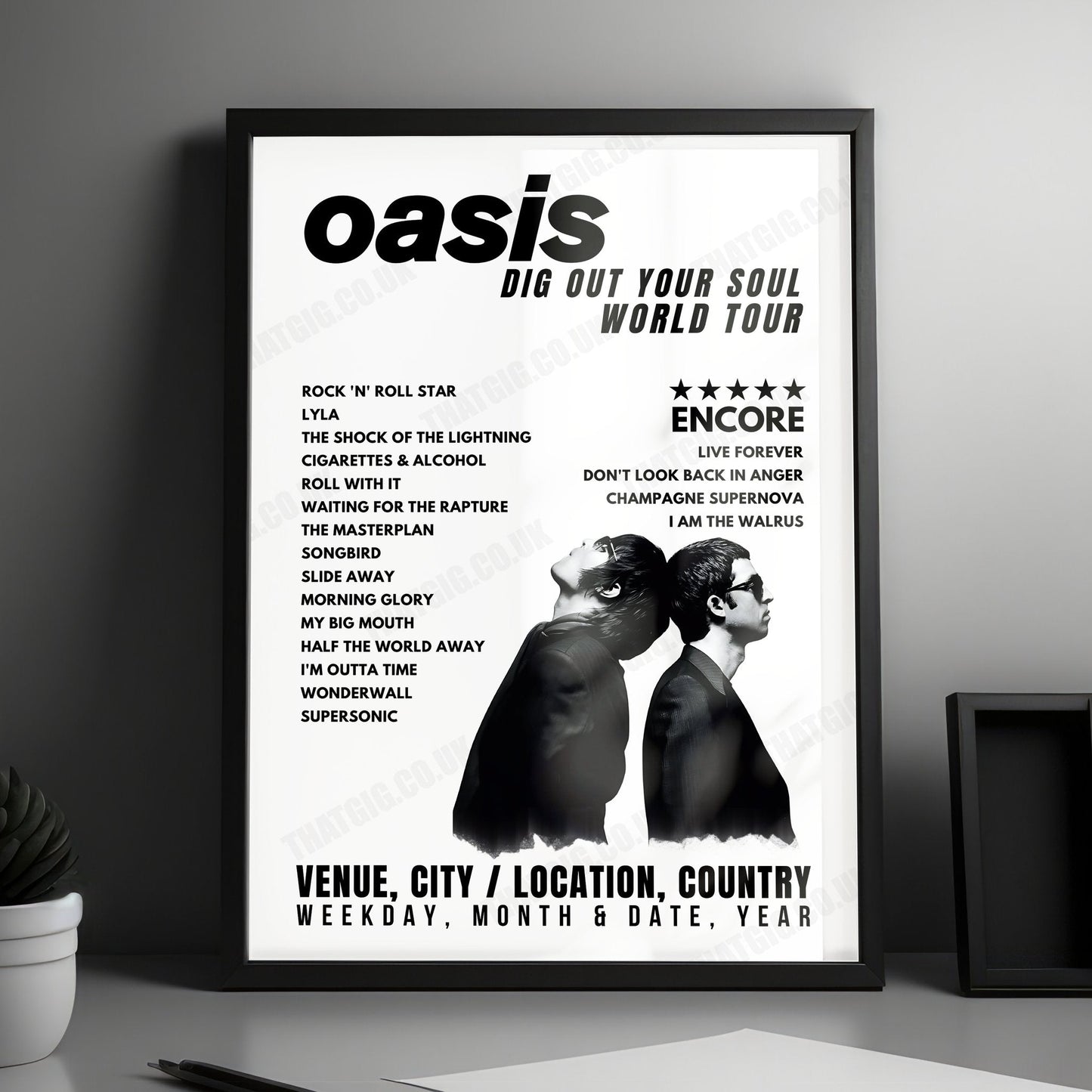 Oasis Setlist Poster - Sheffield Arena, Sheffield - October 10th, 2008