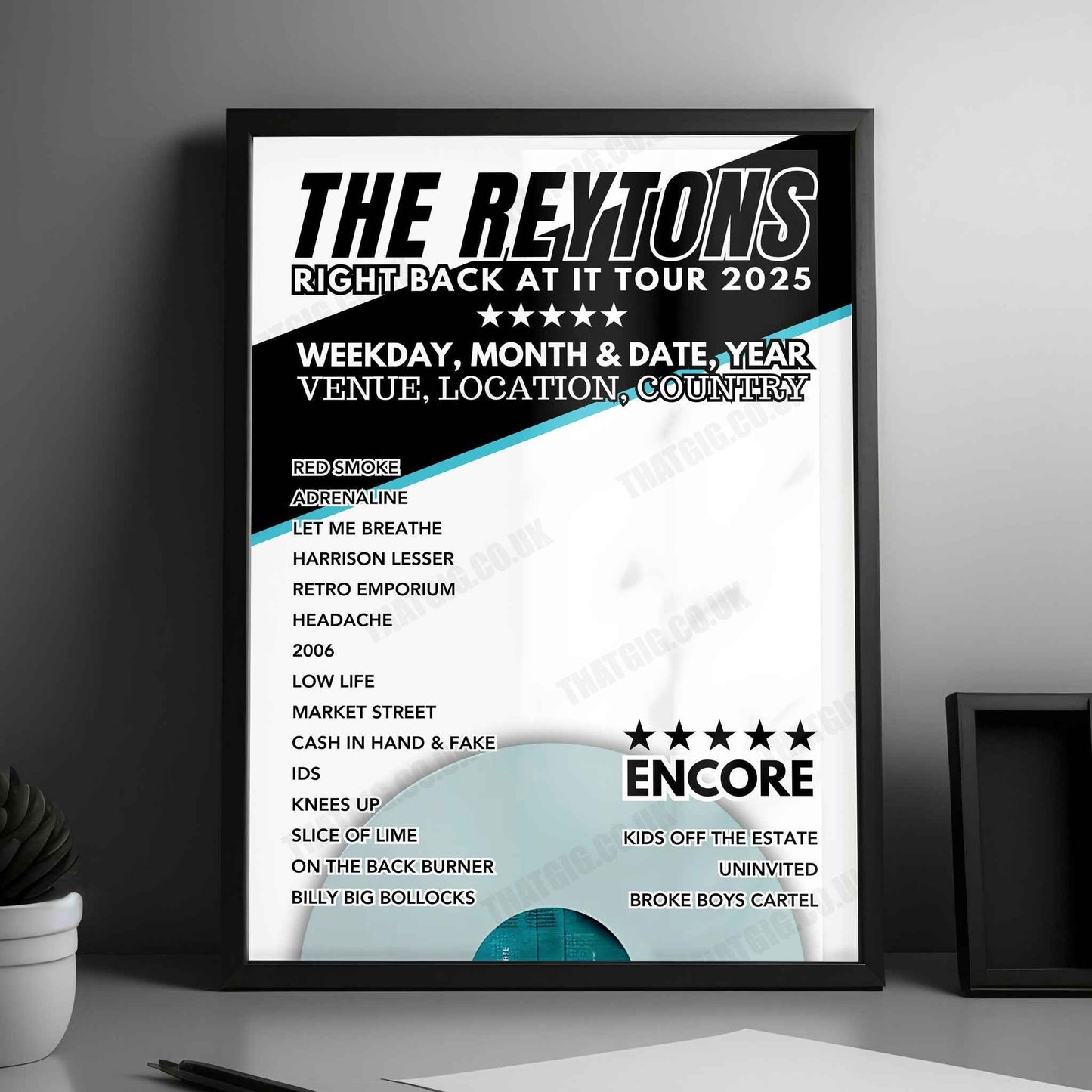 The Reytons Setlist Poster - Metro Theatre, Sydney - October 4th, 2024