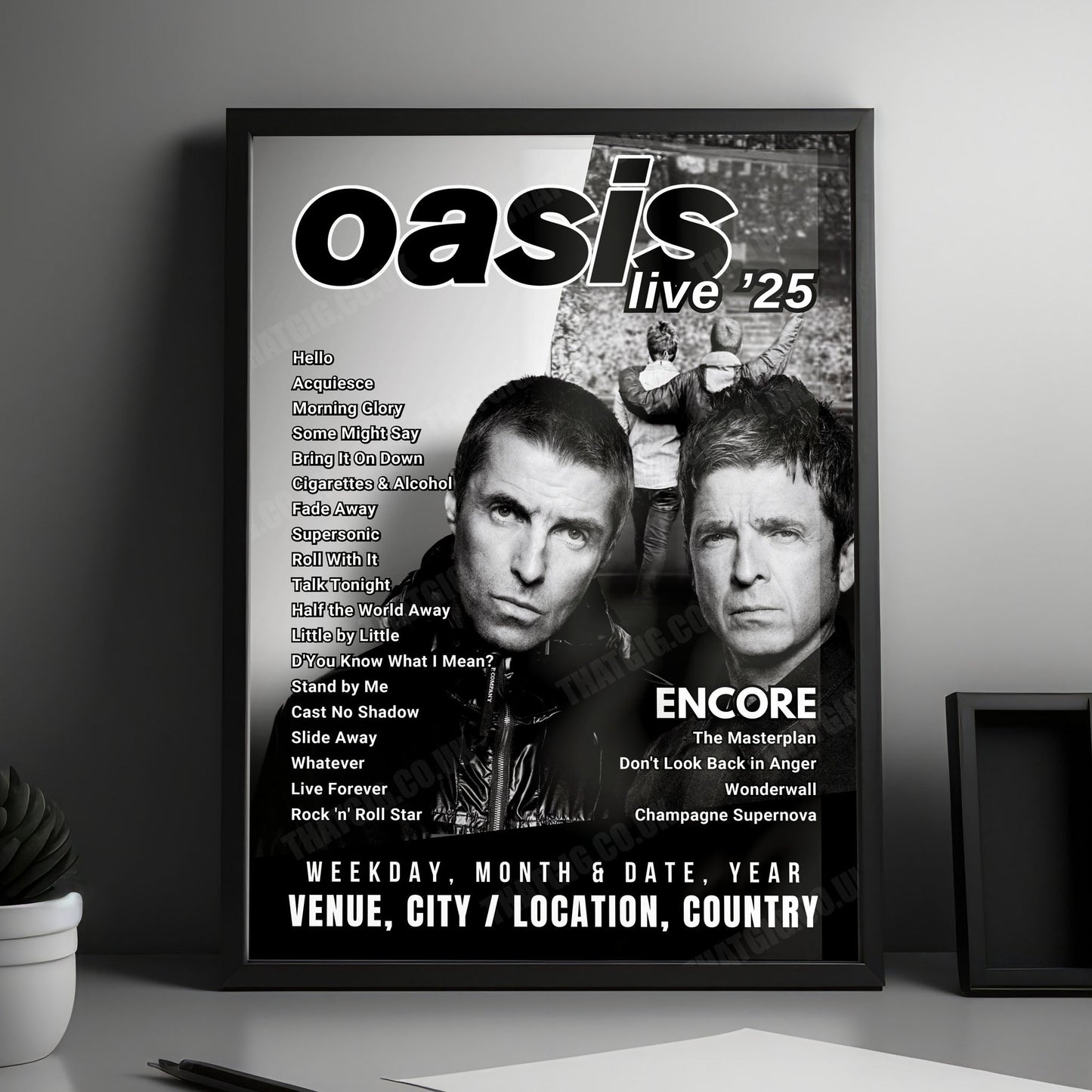 Oasis Setlist Poster - Rogers Stadium, Toronto - August 25th, 2025