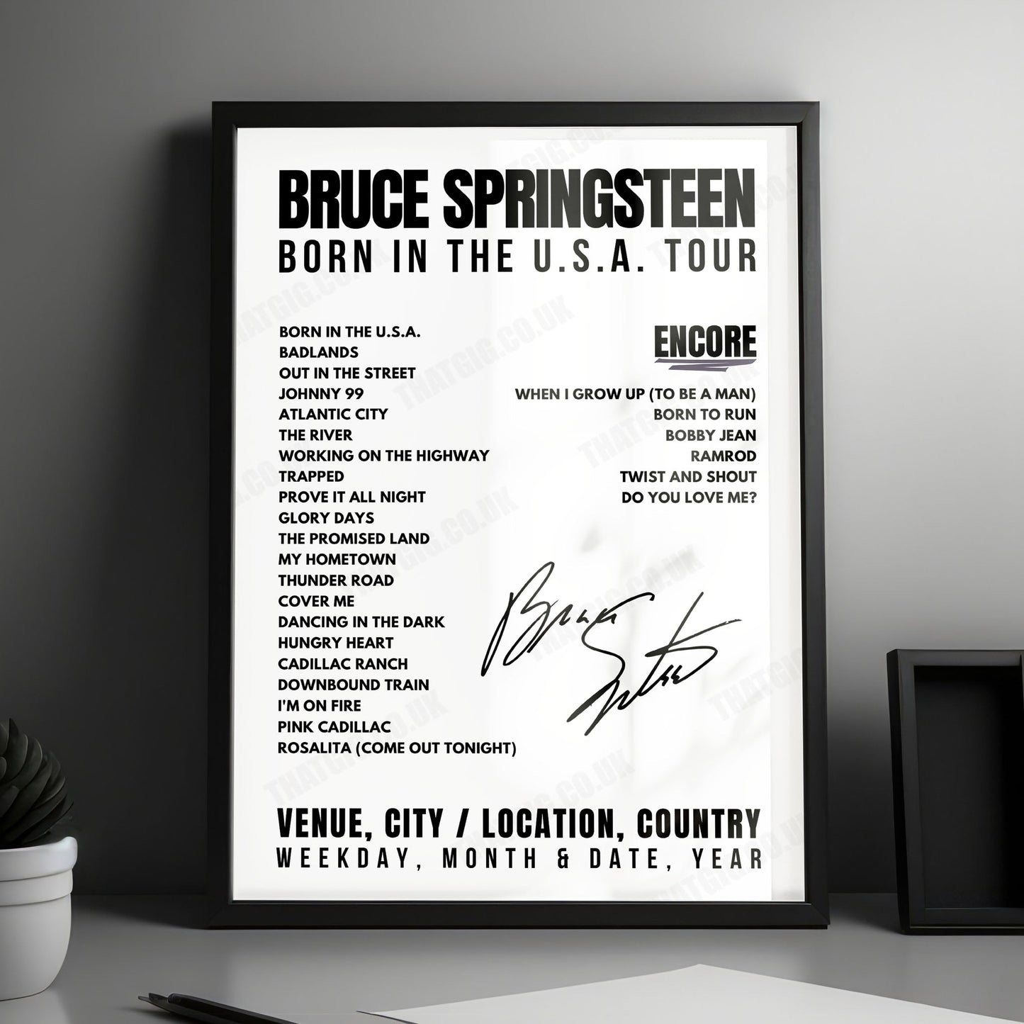 Bruce Springsteen Setlist Poster - Brendan Byrne Arena, East Rutherford - August 17th, 1984