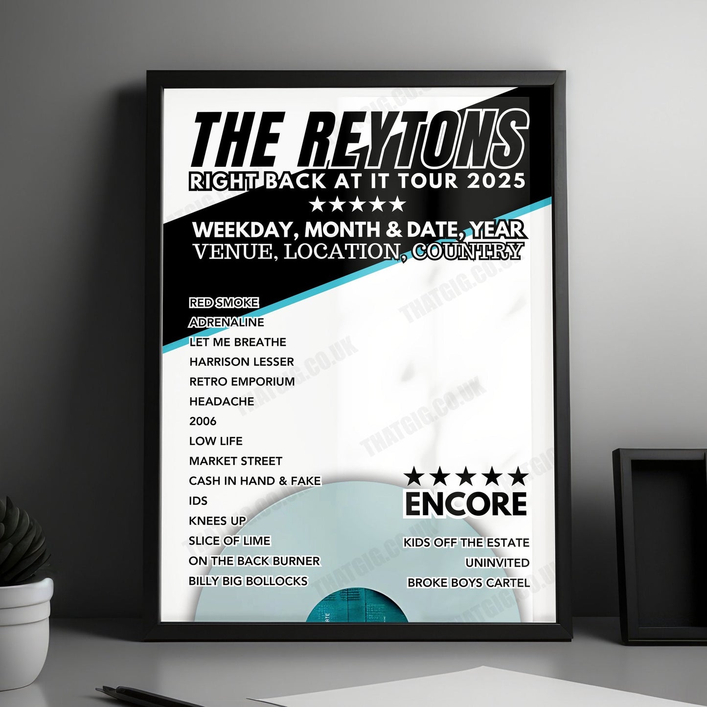 The Reytons Setlist Poster - Glasgow Green, Glasgow - July 14th, 2024