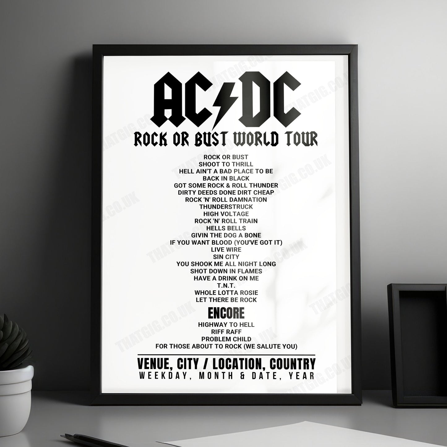 AC/DC Setlist Poster - Xcel Energy Center, St. Paul - February 14th, 2016
