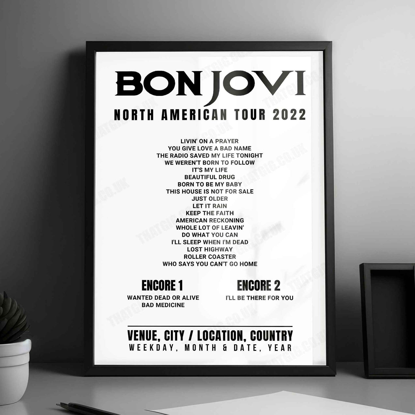 Bon Jovi Setlist Poster - PNC Arena, Raleigh - April 9th, 2022