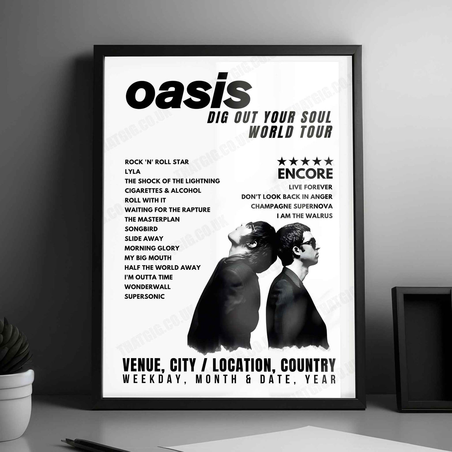 Oasis Setlist Poster - Le Zénith, Toulouse - February 17th, 2009