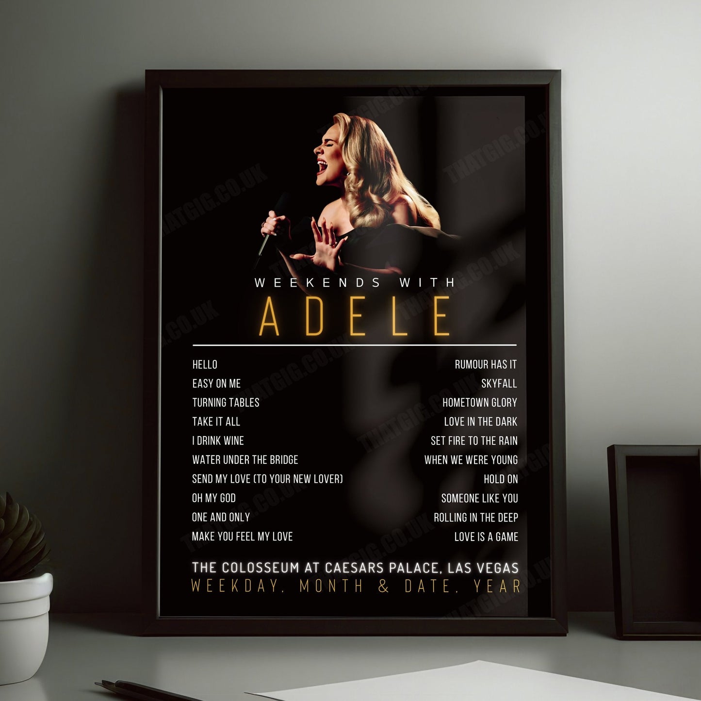 Adele Setlist Poster - The Colosseum at Caesars Palace, Las Vegas - January 19th, 2024
