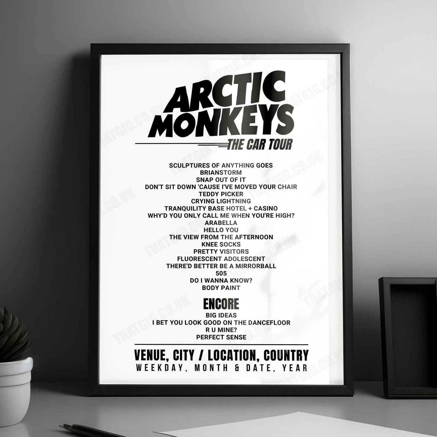 Arctic Monkeys Setlist Poster - Golden 1 Center, Sacramento - September 27th, 2023