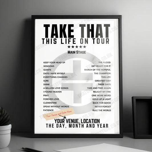 Take That Setlist Poster - Utilita Arena Birmingham - May 19th, 2024