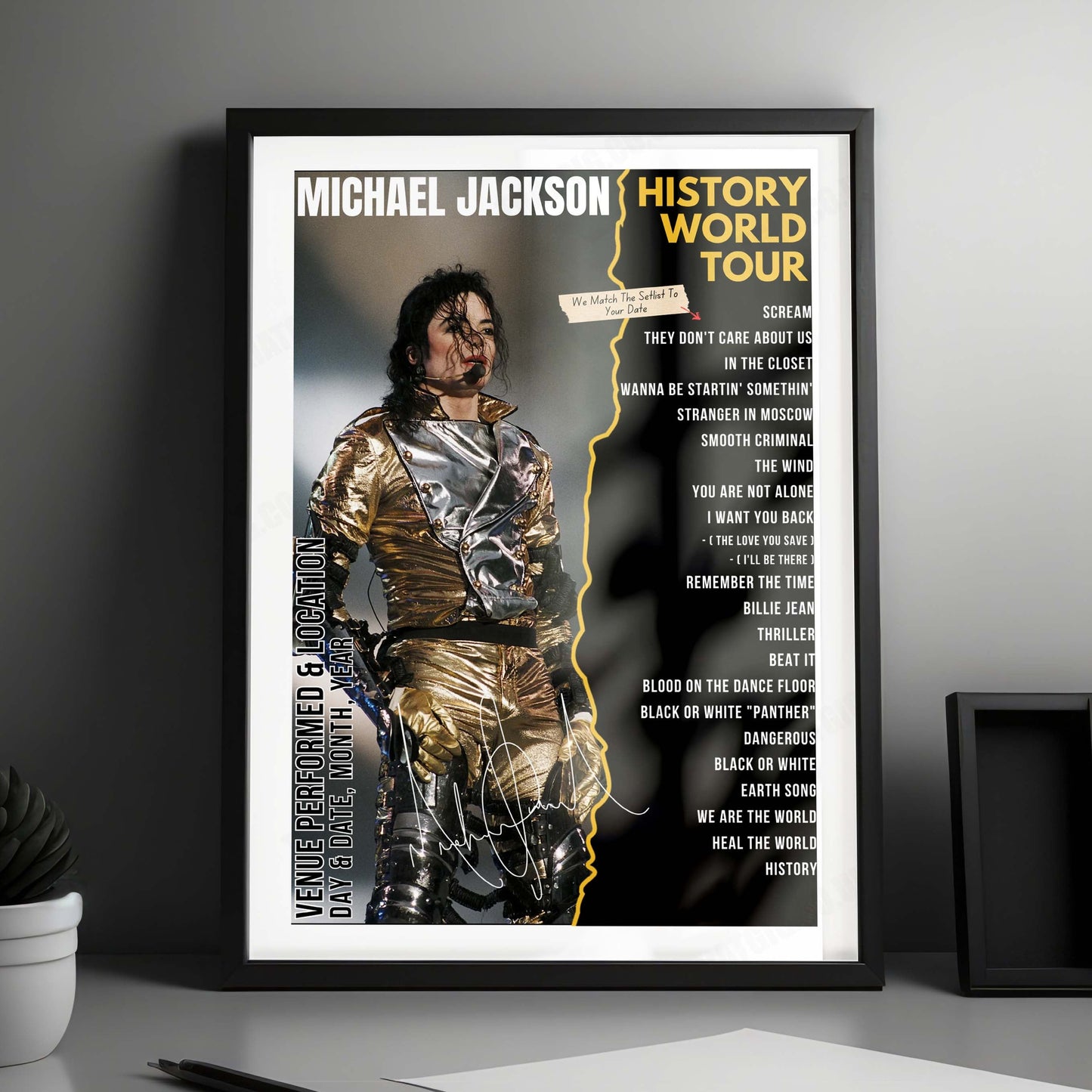 Michael Jackson Setlist Poster - Parken Stadium, Copenhagen, Denmark - August 29th, 1997