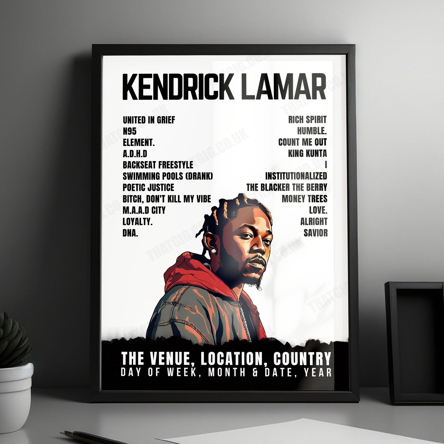 Kendrick Lamar Setlist Poster - Hallenstadion, Zurich - October 25th, 2022