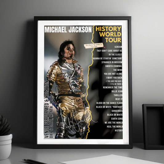 Michael Jackson Setlist Poster - Olympiastadion, Helsinki, Finland - August 26th, 1997
