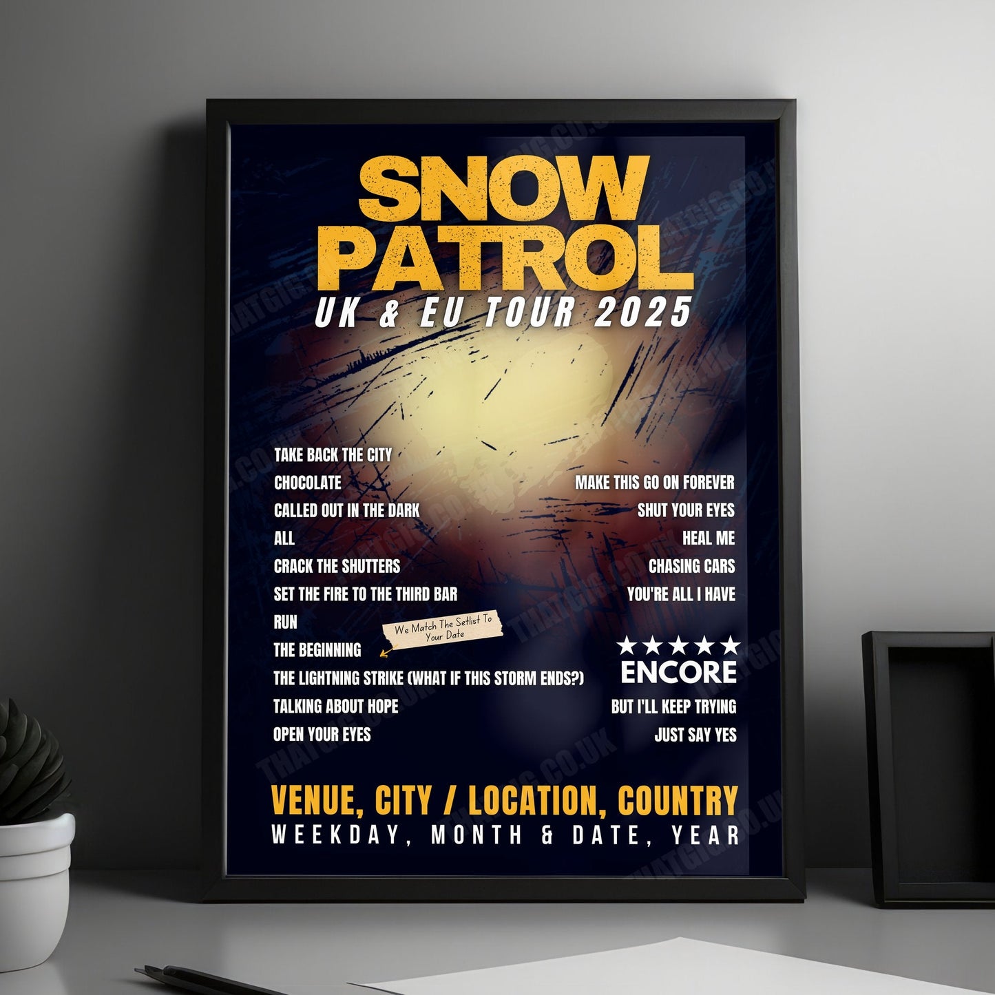 Snow Patrol Setlist Poster - Connexin Live Arena, Kingston upon Hull, England - February 19th, 2025