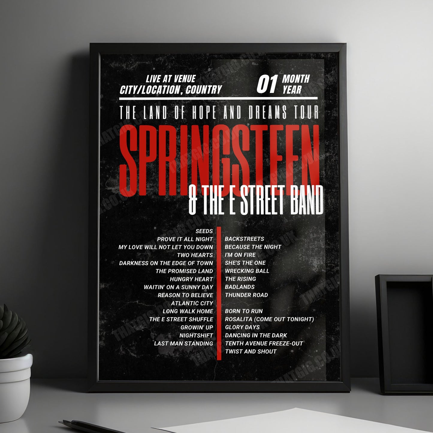 Bruce Springsteen Setlist Poster - Co-op Live, Manchester - May 20th, 2025