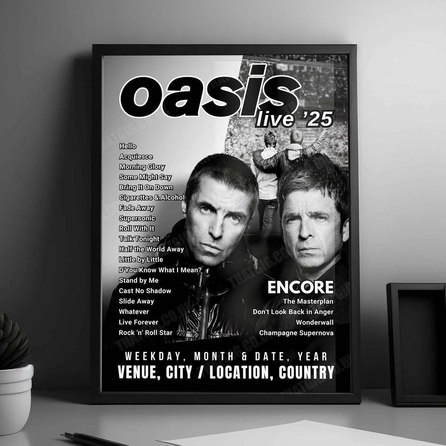 Oasis Setlist Poster - Wembley Stadium, London - July 30th, 2025