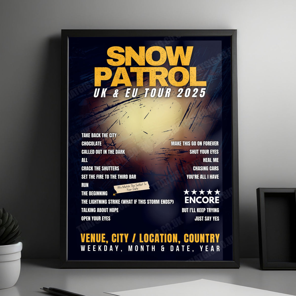 Snow Patrol Setlist Poster - Jahrhunderthalle, Frankfurt, Germany - February 2nd, 2025