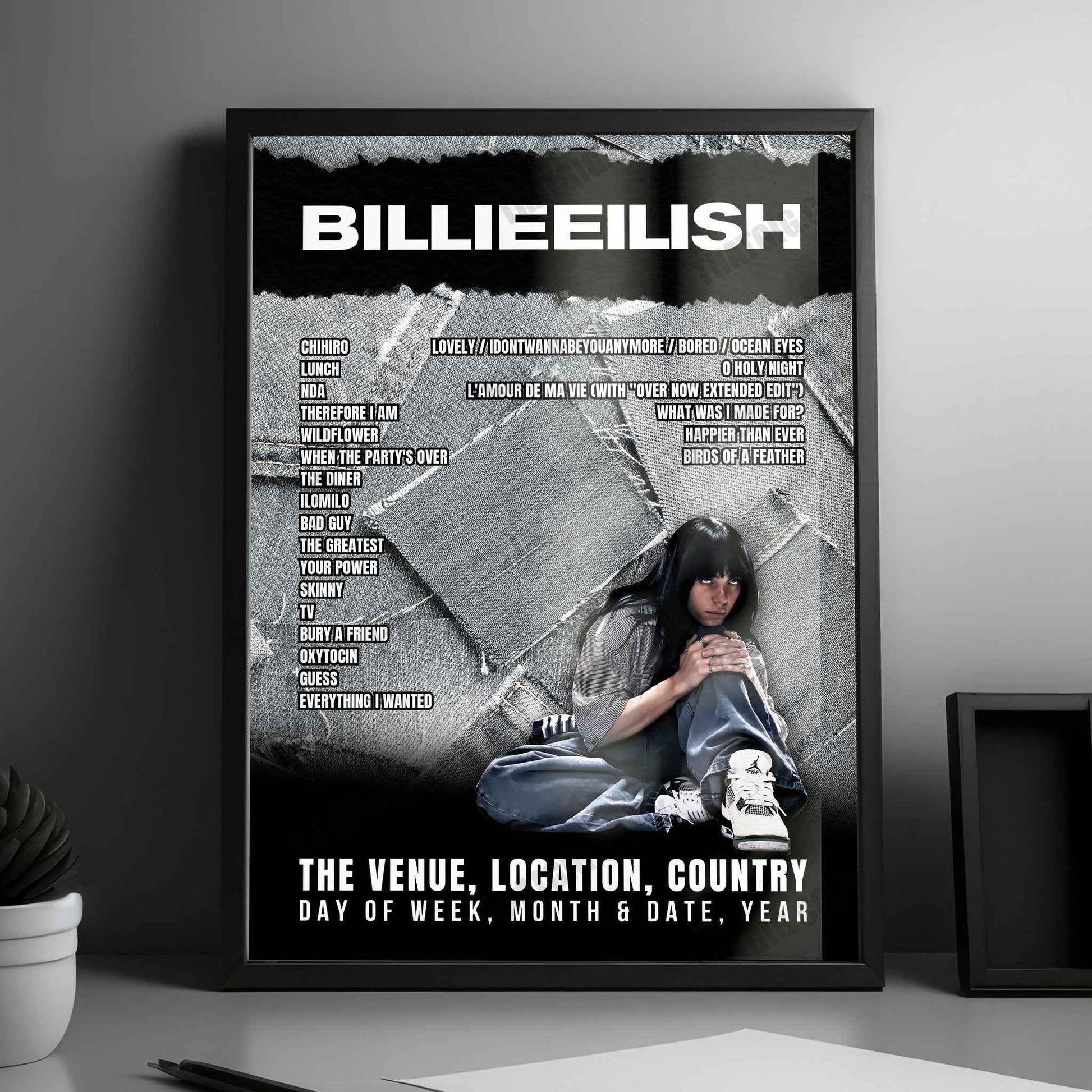 Billie Eilish Setlist Poster - Bridgestone Arena, Nashville - November 6th, 2024