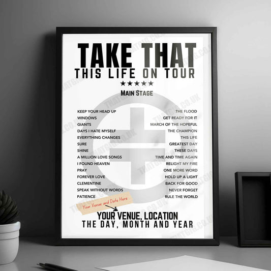 Take That Setlist Poster - First Direct Arena Leeds - April 17th, 2024