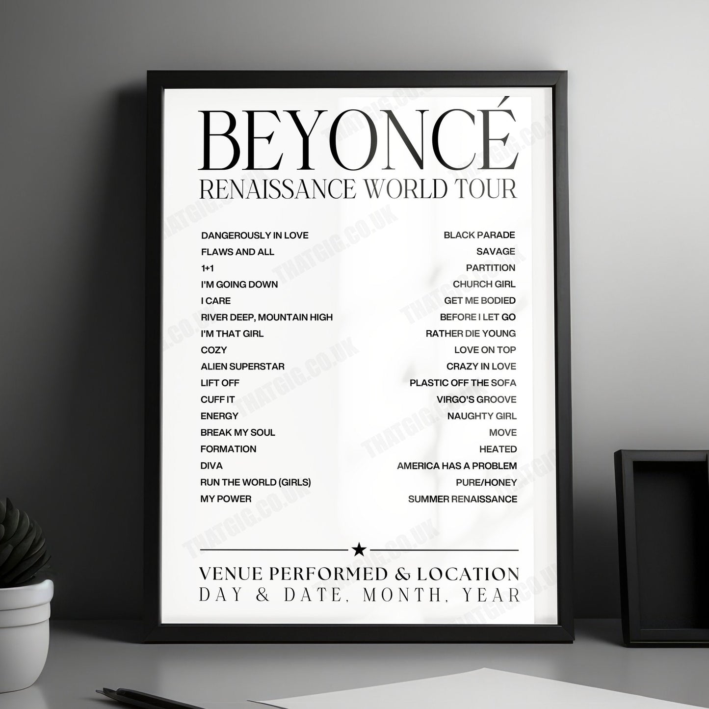 Beyoncé Setlist Poster - NRG Stadium, Houston - September 23rd, 2023