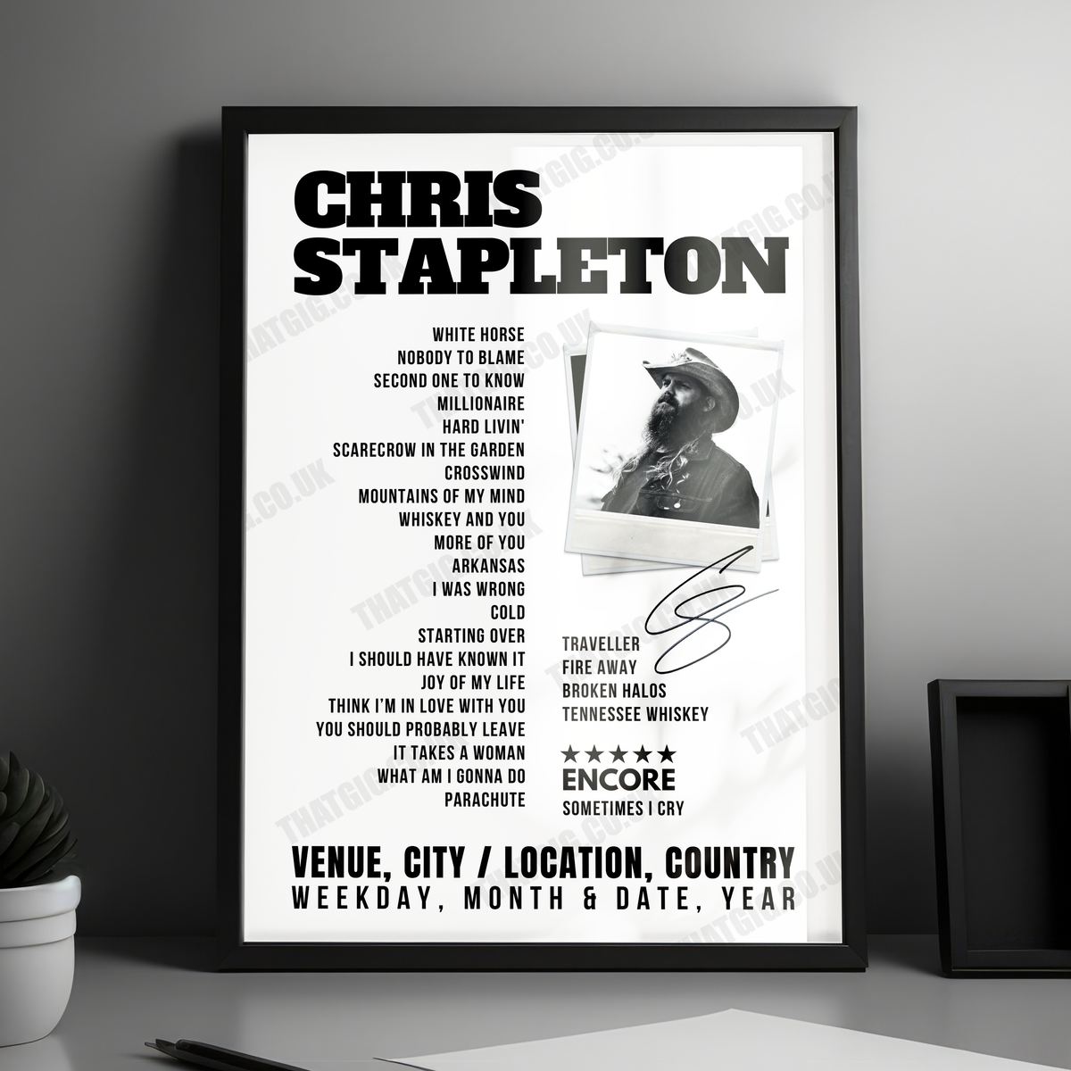 Chris Stapleton Setlist Poster - Centre Bell, Montreal - September 8th, 2022