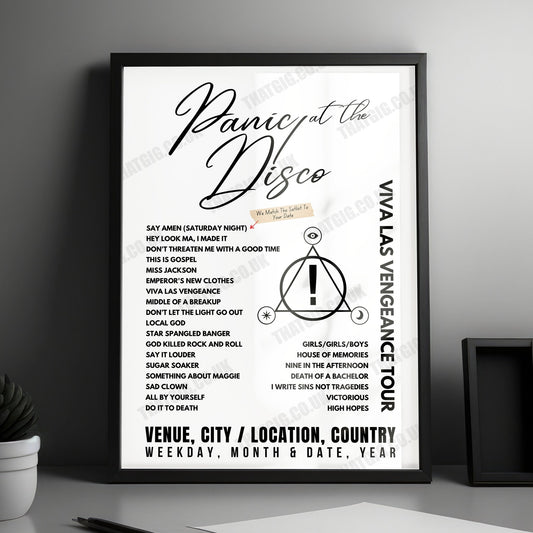 Panic! at the Disco Setlist Poster - Footprint Center, Phoenix - October 23rd, 2022