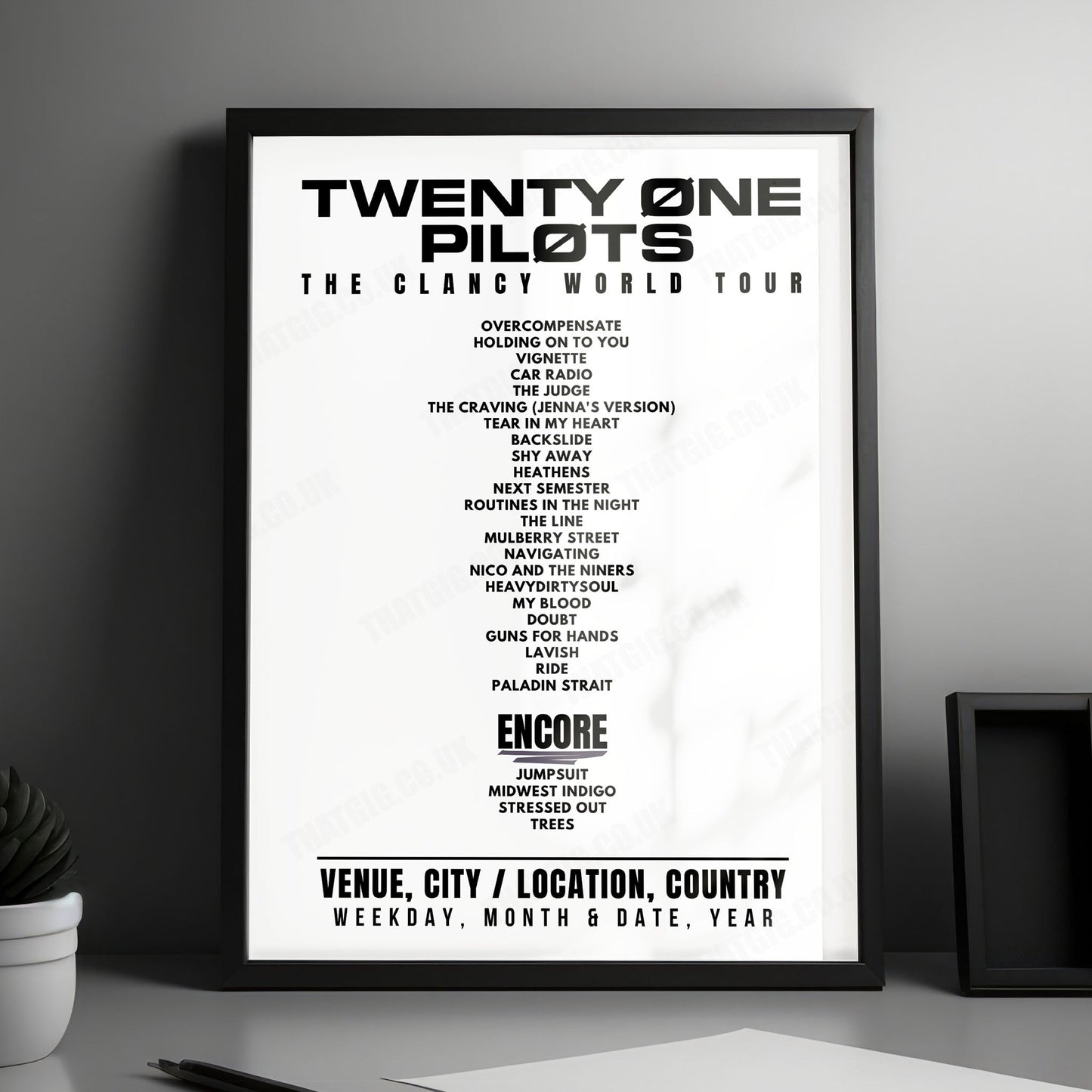 twenty one pilots Setlist Poster - PNC Arena, Raleigh - September 13th, 2024