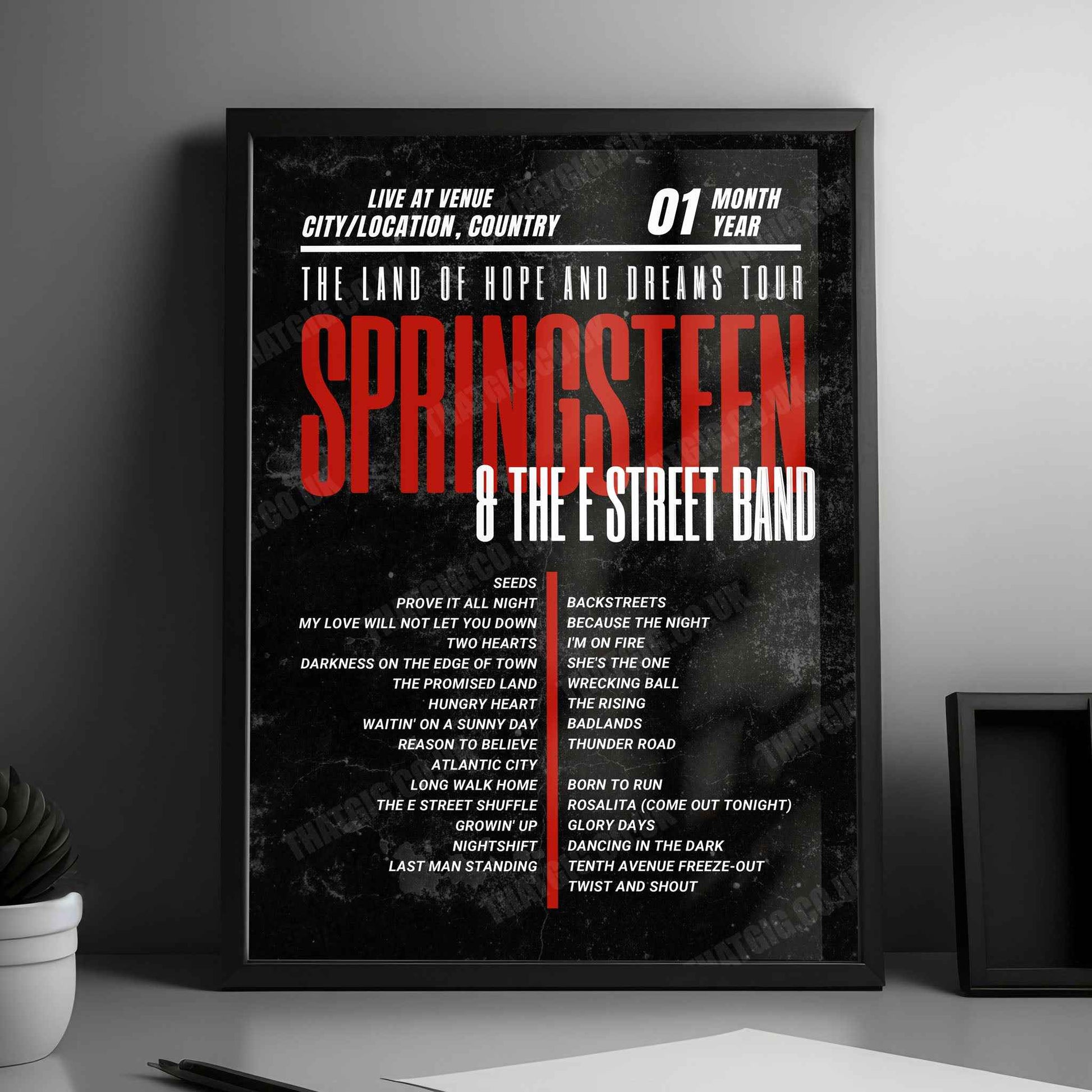 Bruce Springsteen Setlist Poster - Co-op Live, Manchester - May 14th, 2025