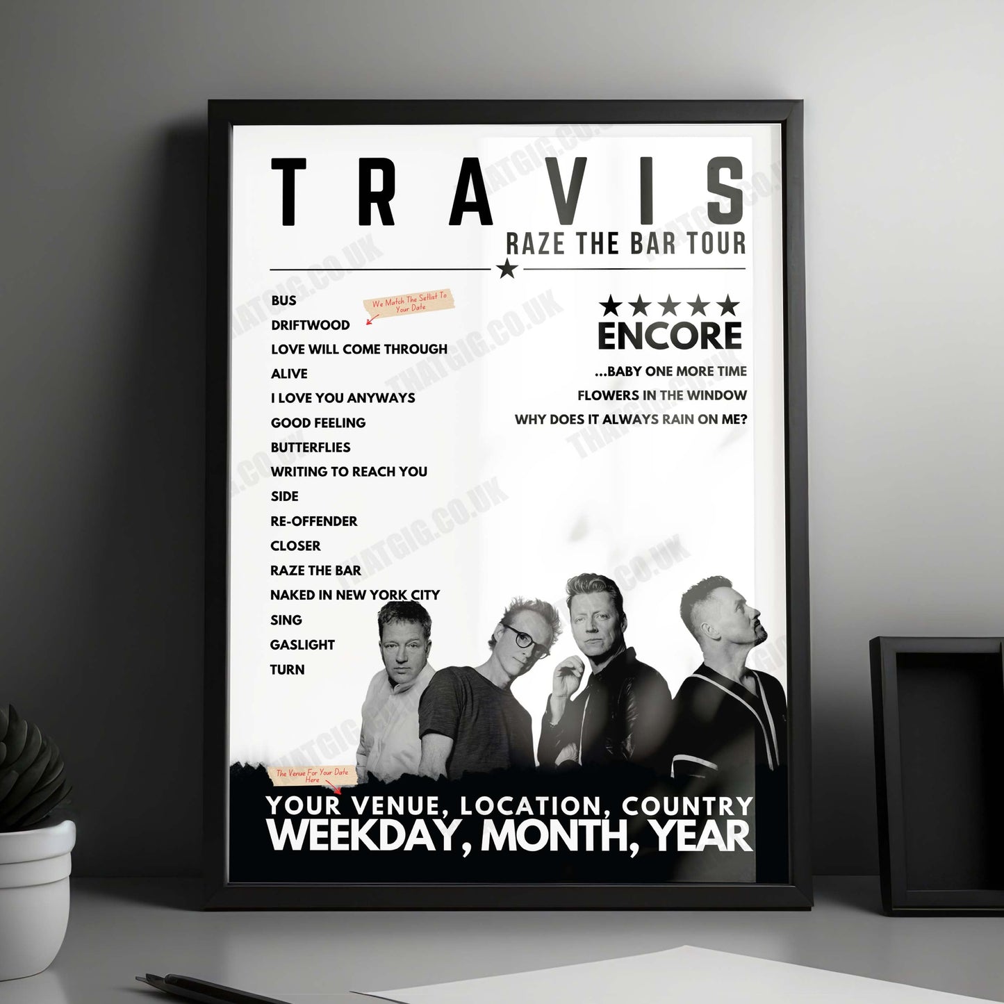 Travis Setlist Poster - Albert Hall, Manchester, England - December 6th, 2024