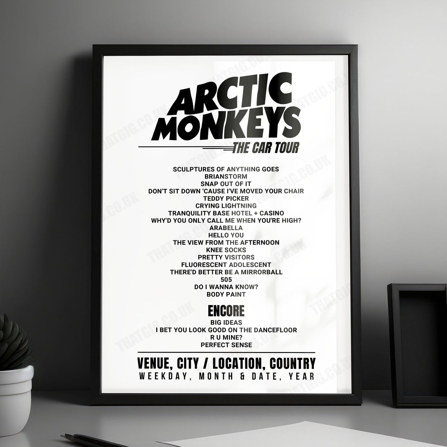 Arctic Monkeys Setlist Poster - Chase Center, San Francisco - September 26th, 2023