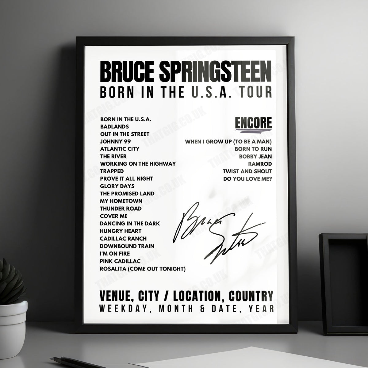 Bruce Springsteen Setlist Poster - Feijenoord Stadion, Rotterdam - June 12th, 1985