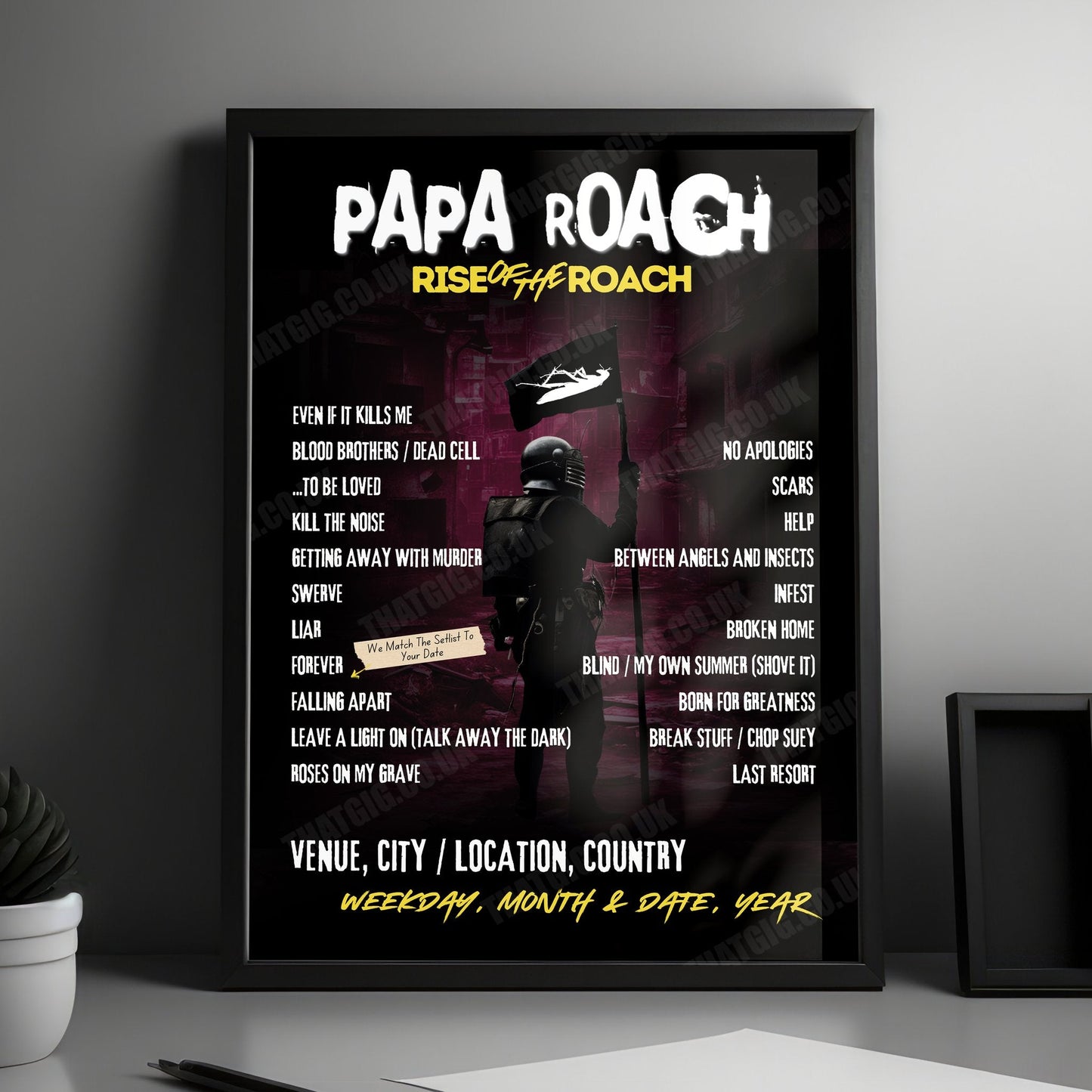 Papa Roach Setlist Poster - Jahrhunderthalle, Frankfurt, Germany - January 23rd, 2025