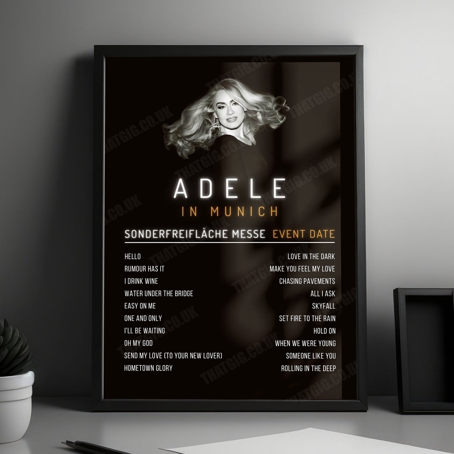 Adele Setlist Poster - Sonderfreifläche Messe, Munich - August 9th, 2024