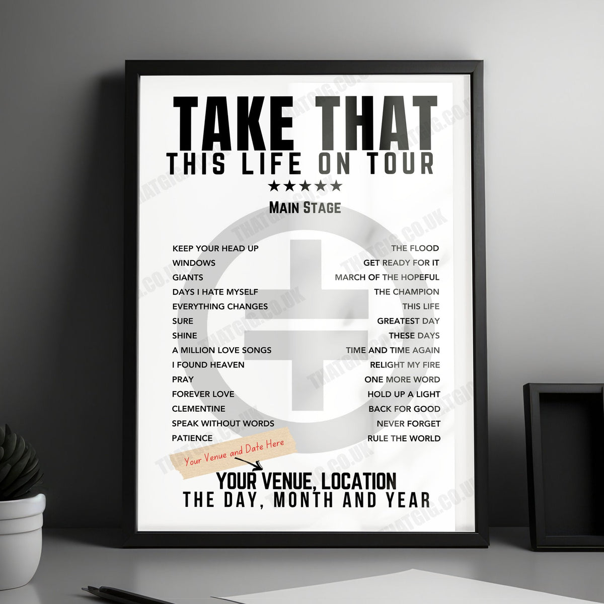 Take That Setlist Poster - The O2 Arena London - April 25th, 2024