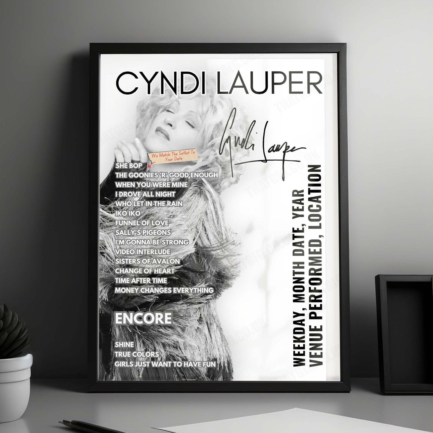 Cyndi Lauper Setlist Poster - Target Center Minneapolis - December 4th, 2024