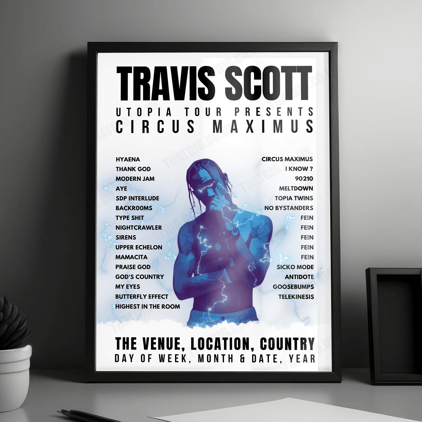Travis Scott Setlist Poster - American Airlines Center, Dallas - October 17th, 2023
