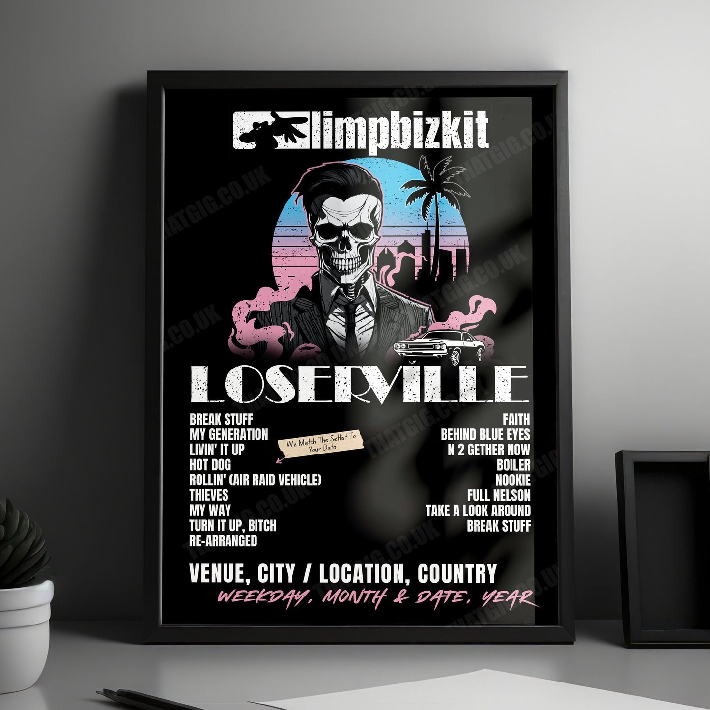 Limp Bizkit Setlist Poster - Pine Knob Music Theatre, Clarkston, MI, USA - July 23rd, 2024