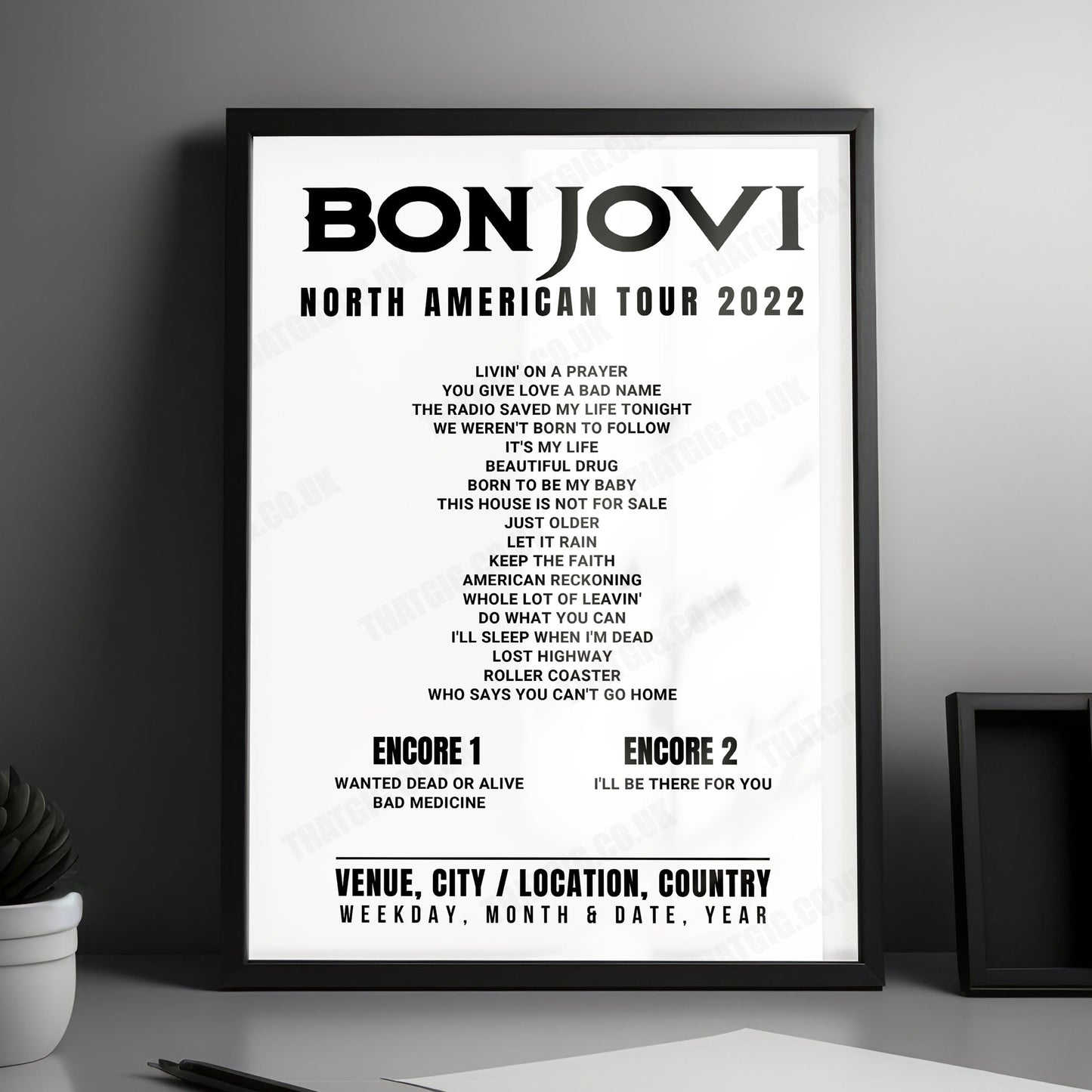 Bon Jovi Setlist Poster - Toyota Center, Houston - April 26th, 2022