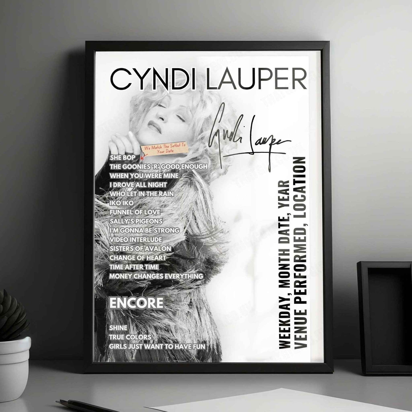 Cyndi Lauper Setlist Poster - Bridgestone Arena Nashville - November 1st, 2024