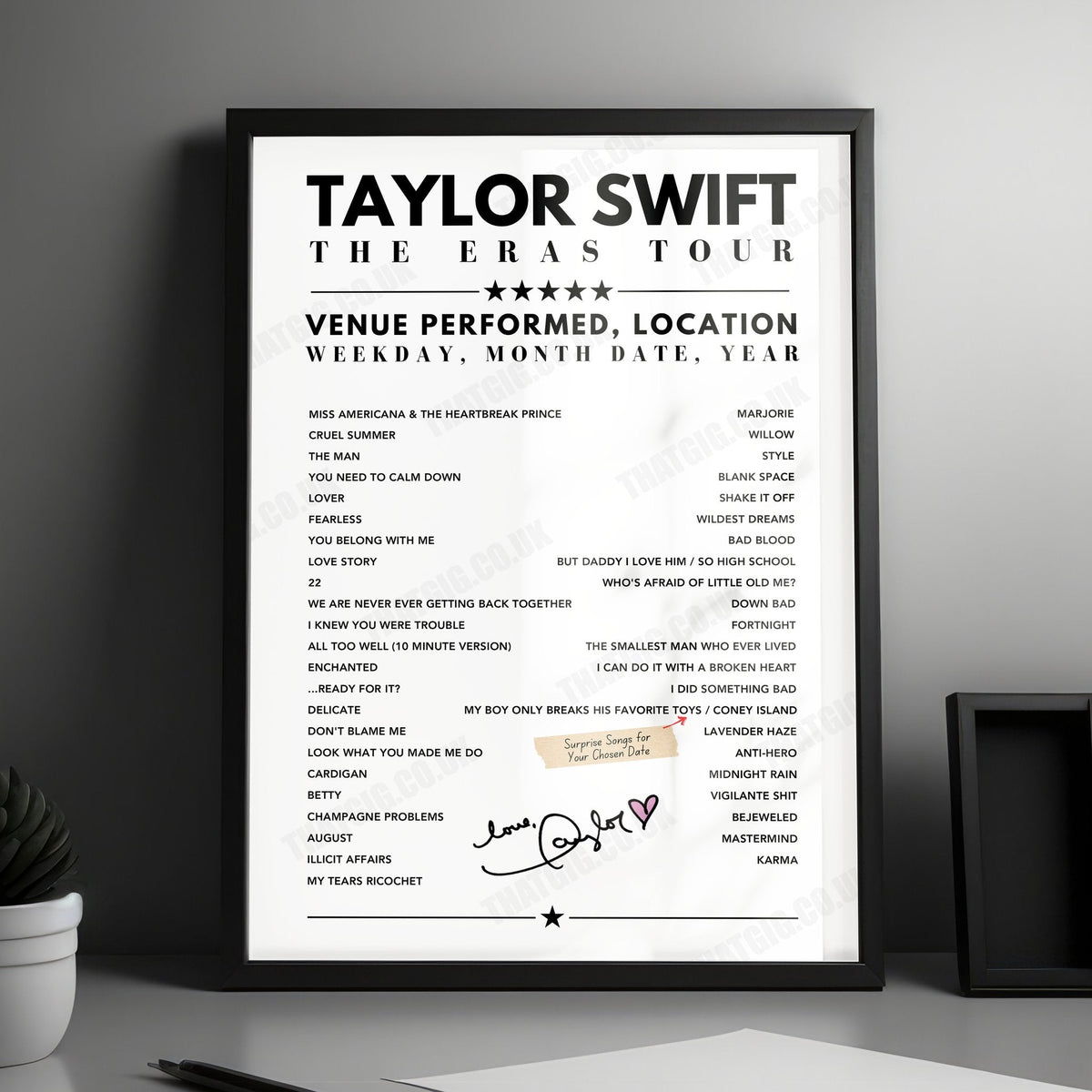 Taylor Swift Setlist Poster - PGE Narodowy, Warsaw - August 2nd, 2024